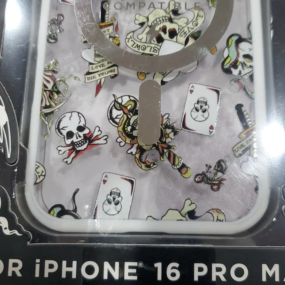 Ed Hardy white clear transparent ed hardy print iPhone 16 pro max phone case new